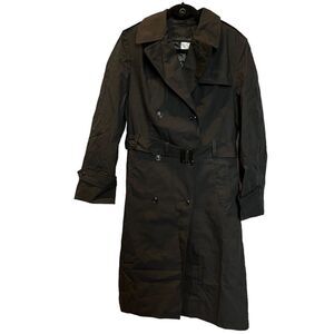 Women's All Weather Trench Coat Black Size 14R Double Breasted, Front pockets
